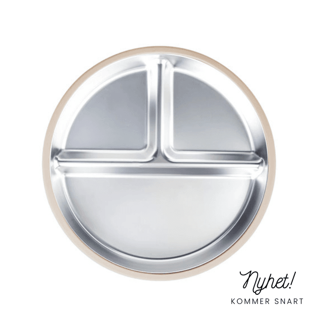 Hovedbilde Barnetallerken i rustfritt stål m/ silikonkant - ...