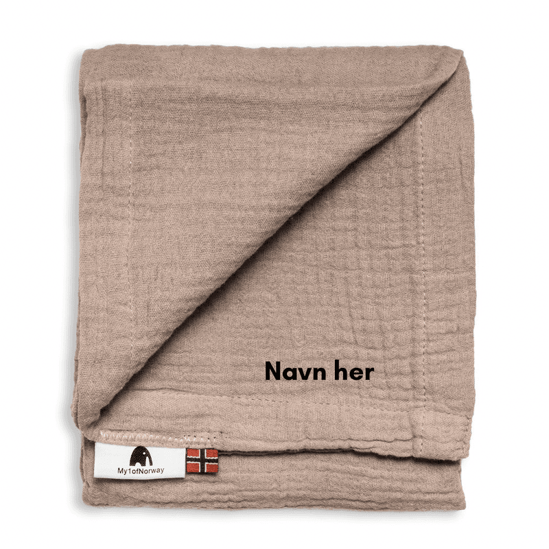 Koseklut/gulpeklut i musselin med navn - VELG FARGE